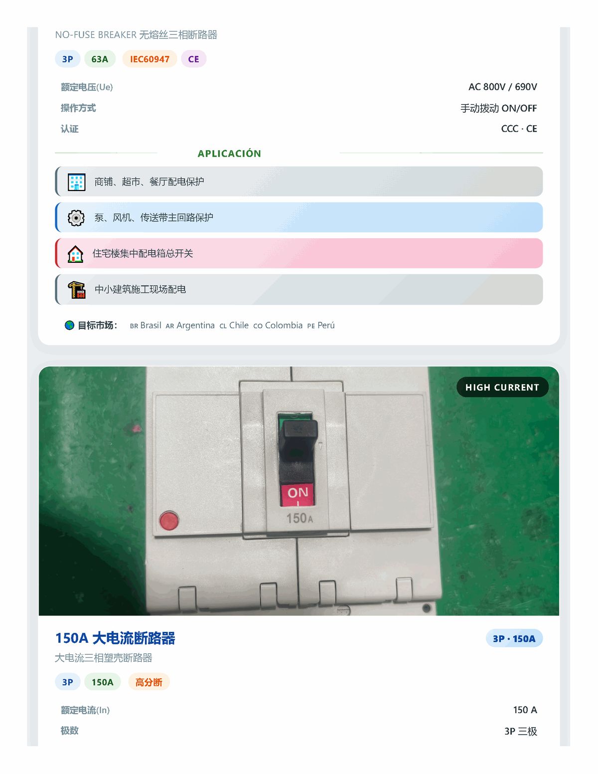 MCCB Product - 150A High Current Breaker